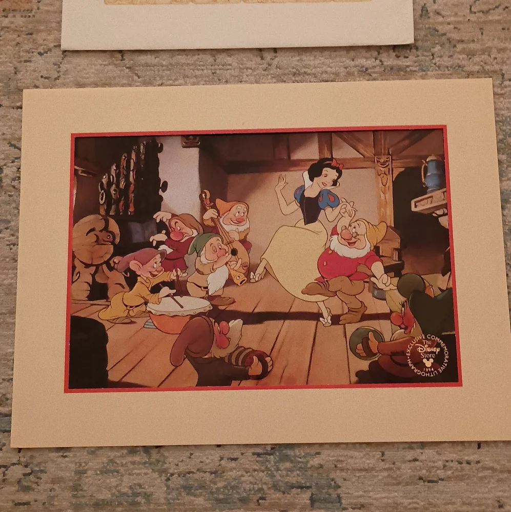 Snow White and the Seven Dwarfs Vtg Commemorative Lithograph